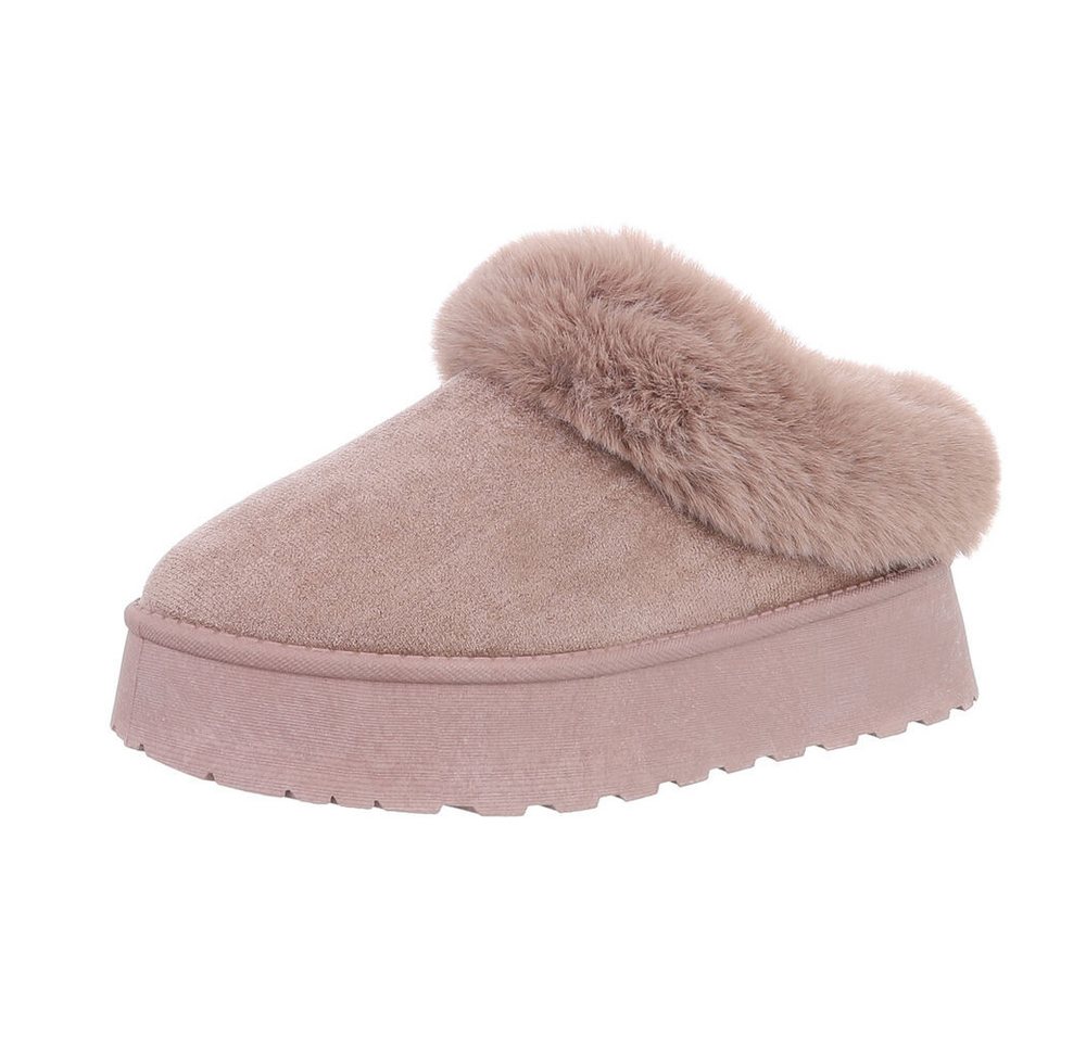 Ital-Design Damen Snowboots Freizeit Snowboots (87531845) Flach Stiefeletten in Hellbraun Bild 3