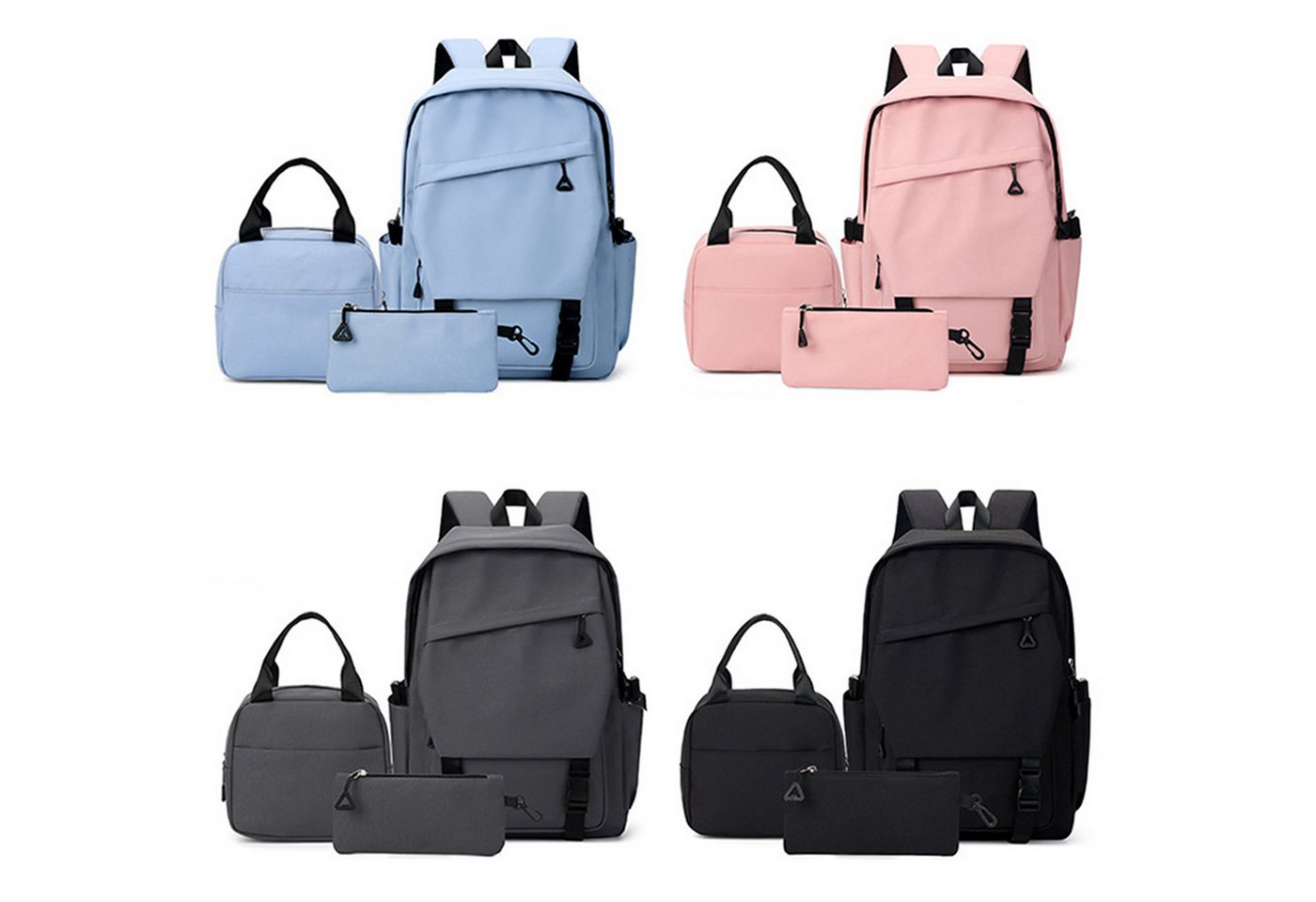 Mutig Schulrucksack Schulrucksack Jungen Mädchen Teenager 3-teiliges Set (Leichte Schultasche Casual Daypack, College Laptop-Rucksack, 3-tlg., für Männer Frauen, für Sports High School Backpack), mit Lunch Bag und Federmäppchen