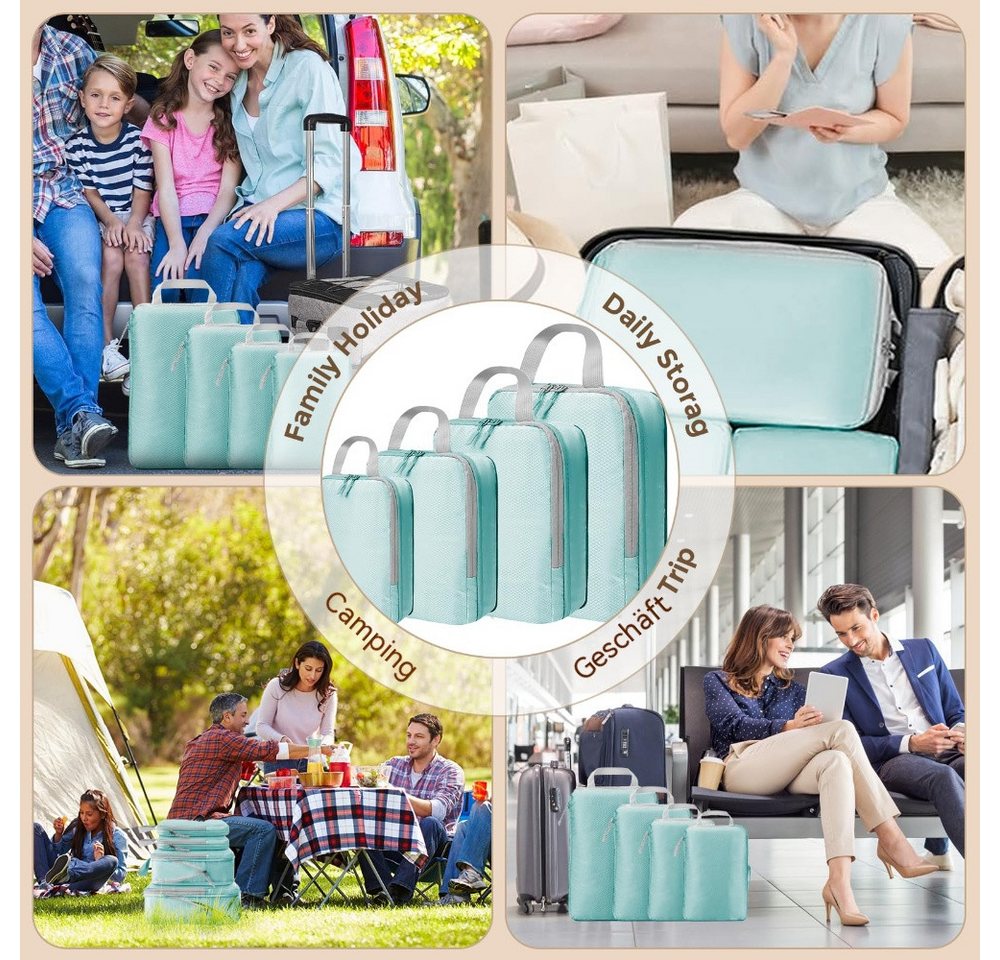 Blusmart Kofferorganizer Kompressions-Verpackungswürfel für Reisen (leichter, platzsparender, ausziehbarer, 5-tlg., Verpackungsorganisator), Für Handgepäck, Koffer