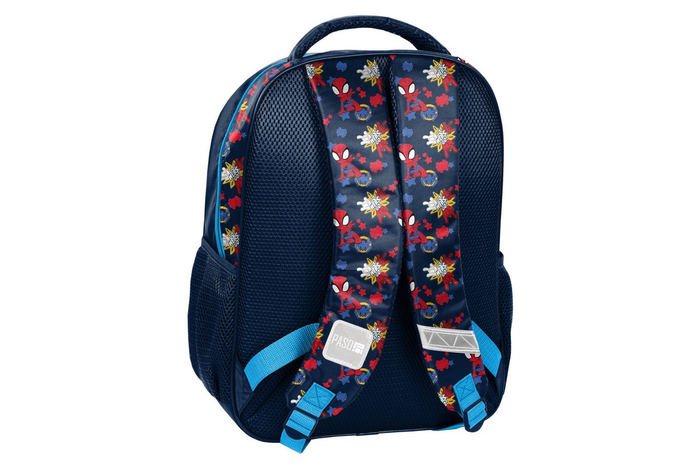 PASO Schulranzen Schulset (4-teilig: Rucksack, Turnbeutel, befüllte Federmappe und Portemonnaie, Spidey)