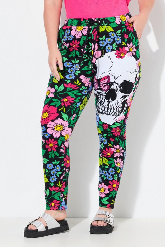 Angel of Style Funktionshose Joggpants gerades Bein Blumen/Totenköpfe Bild 3