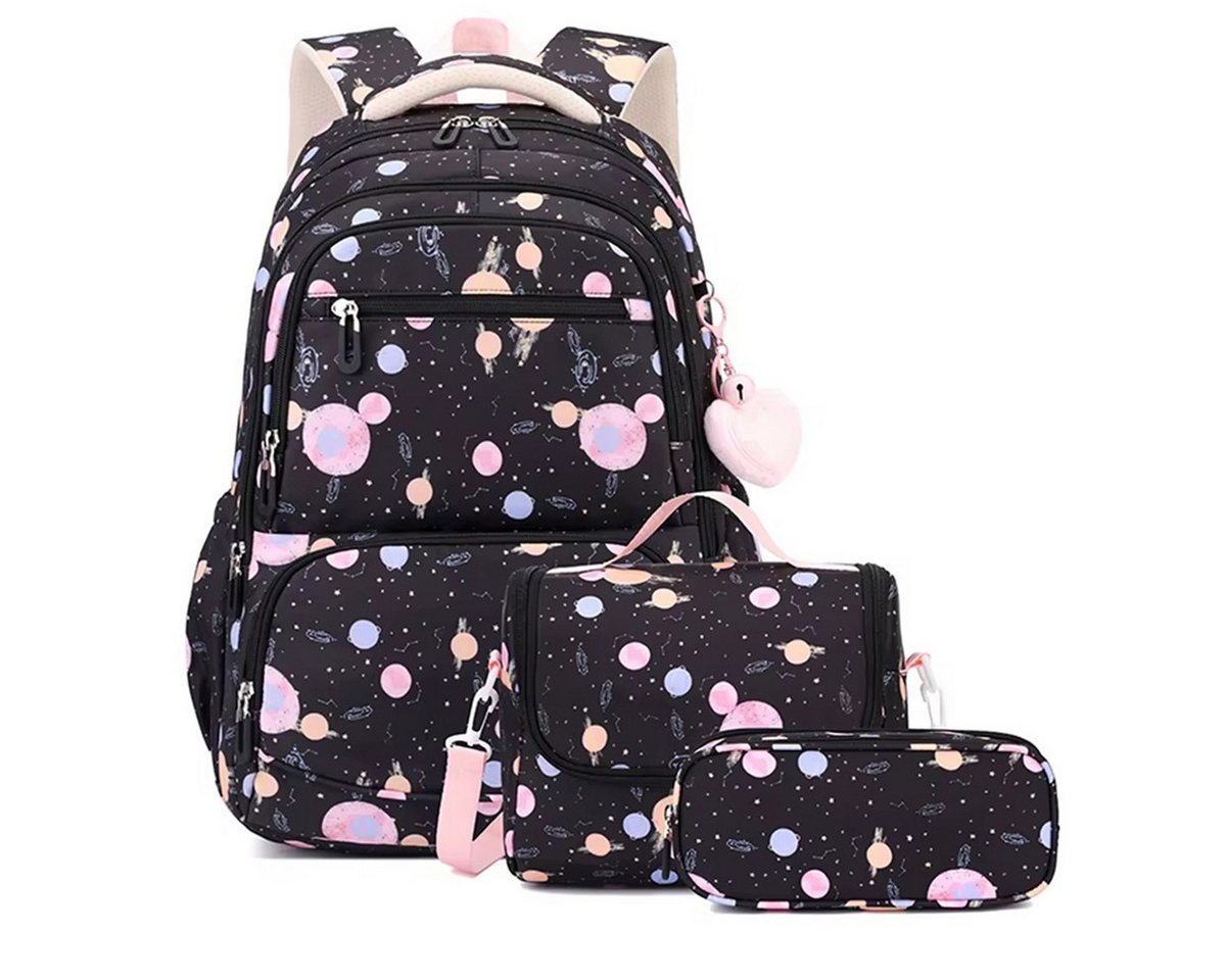MOPUEA Schulrucksack Rucksack Schultaschen 3er Set Schule Mädchen Jungen Teenager (Turnbeutel Seitentasche, Laptopfach, Wasserabweisend Schulranzen, 3-tlg), Büchertasche für Mittelschule, Schüler Bild 3