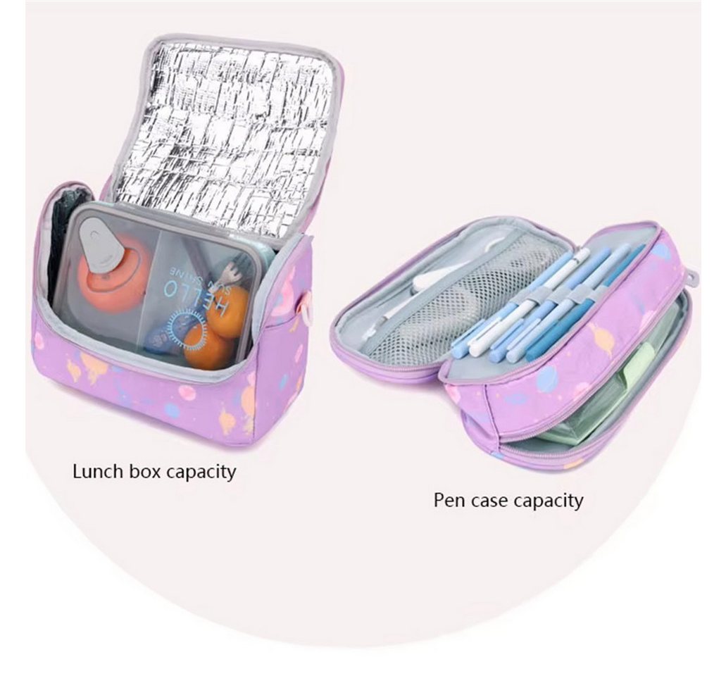 MOPUEA Schulrucksack Rucksack Schultaschen 3er Set Schule Mädchen Jungen Teenager (Turnbeutel Seitentasche, Laptopfach, Wasserabweisend Schulranzen, 3-tlg), Büchertasche für Mittelschule, Schüler Bild 5