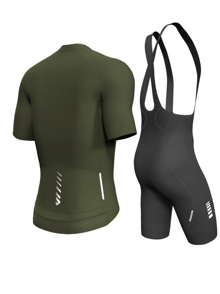 Wulibike Radtrikot Herren Fahrradbekleidungsset mit X-Trägern und 6 Cargo-Taschen (2-tlg) Kurzarm Trikot kombiniert mit Träger-Fahrradhose Bild 2