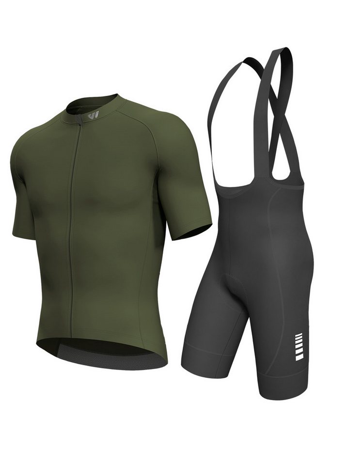 Wulibike Radtrikot Herren Fahrradbekleidungsset mit X-Trägern und 6 Cargo-Taschen (2-tlg) Kurzarm Trikot kombiniert mit Träger-Fahrradhose Bild 3