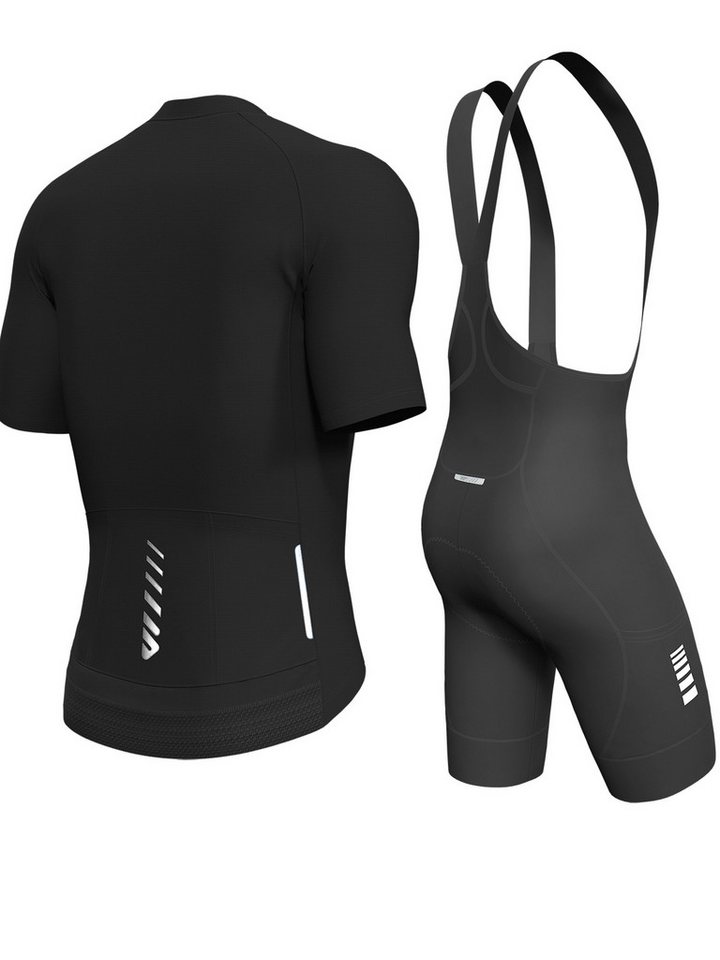 Wulibike Radtrikot Herren mit Aero-Fit, atmungsaktives Kurzarm Fahrradtrikot (2-tlg) Radsport-Set mit Y-Trägern, 6 Taschen & kompression Trägerhose Bild 2