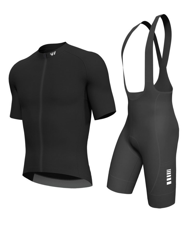 Wulibike Radtrikot Herren mit Aero-Fit, atmungsaktives Kurzarm Fahrradtrikot (2-tlg) Radsport-Set mit Y-Trägern, 6 Taschen & kompression Trägerhose Bild 5