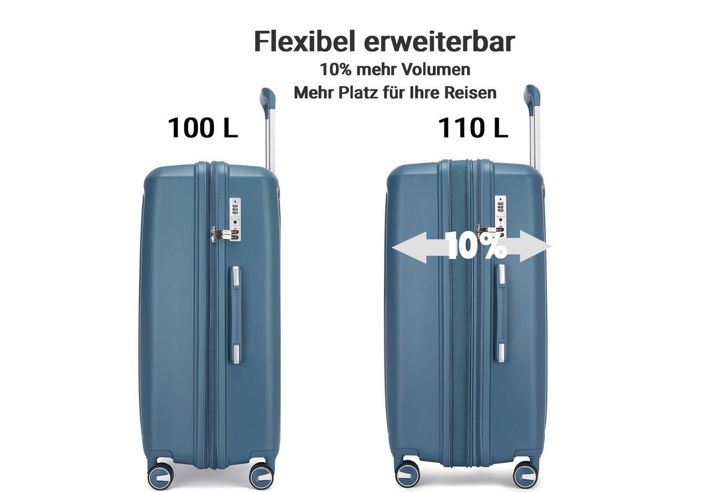 Super Solu Hartschalen-Trolley Koffer Reisekoffer XL groß 28 Zoll PP leicht erweiterbar TSA, 4 Rollen, 360° drehbar, Blau, langlebig & robuster Hartschalenkoffer Bild 5