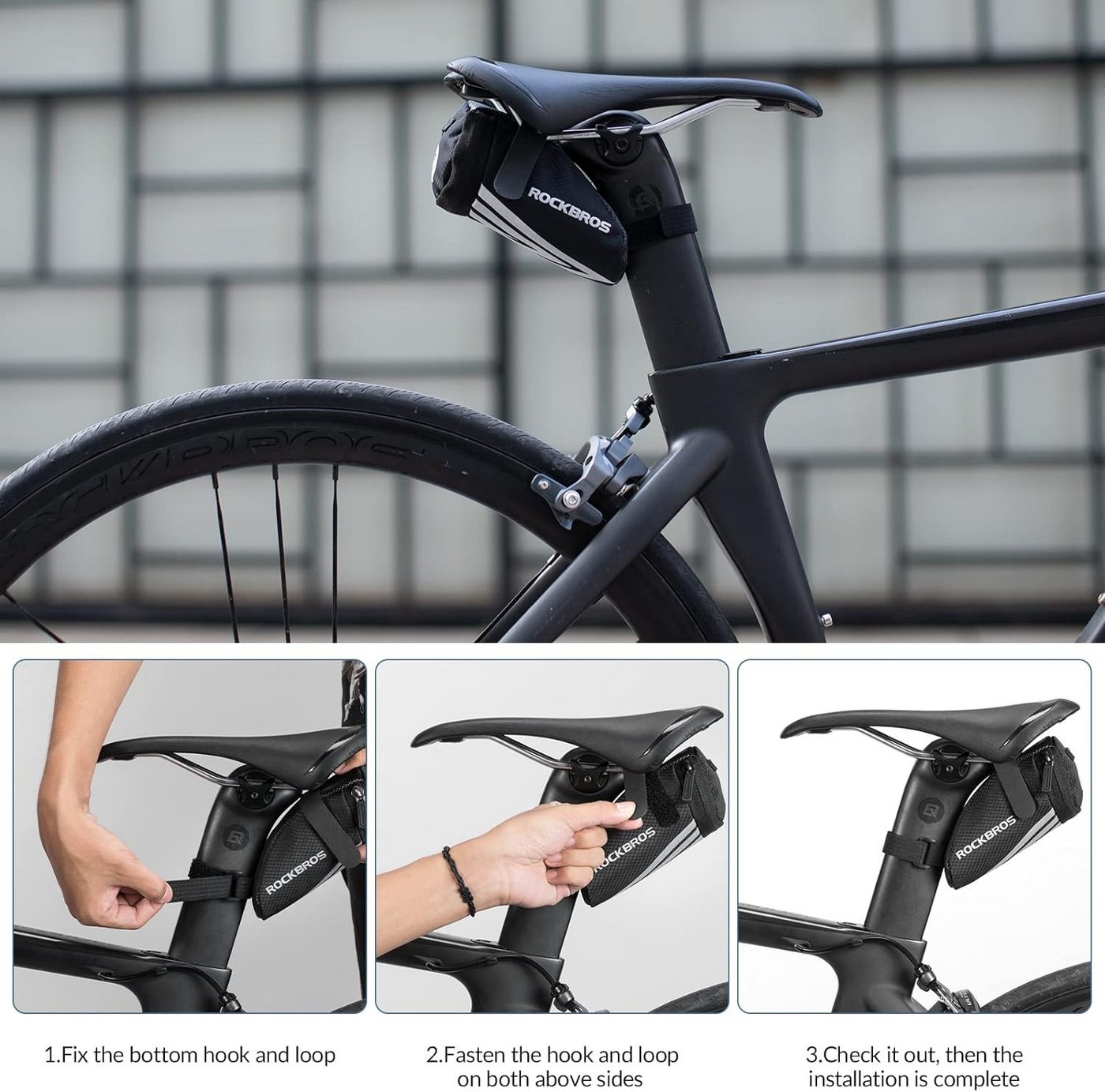 ROCKBROS Fahrradtasche Fahrrad Satteltasche (für MTB Rennrad Faltrad, mit Befestigungsriemen/mit Halterung), wasserdicht