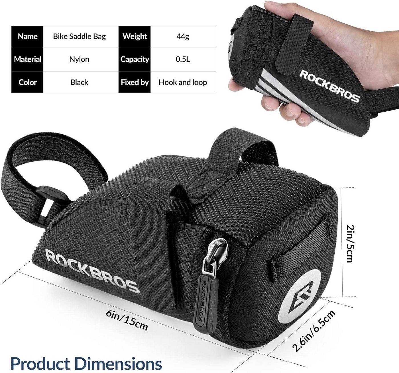 ROCKBROS Fahrradtasche Fahrrad Satteltasche (für MTB Rennrad Faltrad, mit Befestigungsriemen/mit Halterung), wasserdicht Bild 5