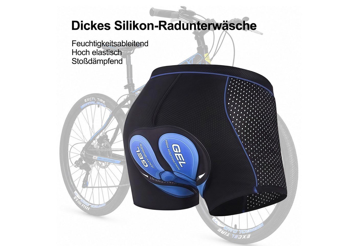MOPUEA Radlerhose Herren-Radhosen, Herren-Radhosen mit Polsterung (Stoßfest, atmungsaktiv, Schnelltrocknend, elastisch, 1-tlg., Radfahren, Treten, freie Dehnung) Radsportshorts Fahrradhosen mit 5D Gel Sitzpolster