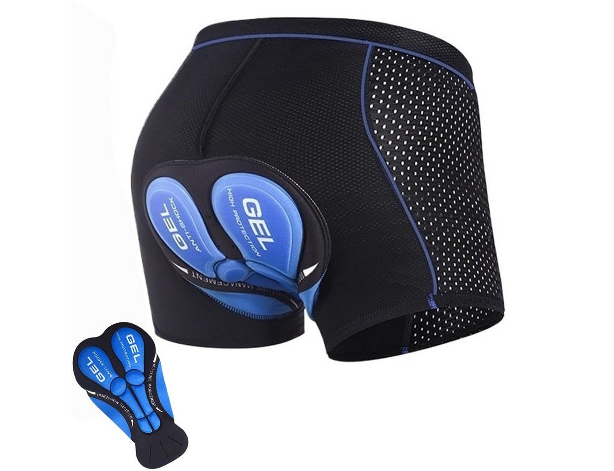 MOPUEA Radlerhose Herren-Radhosen, Herren-Radhosen mit Polsterung (Stoßfest, atmungsaktiv, Schnelltrocknend, elastisch, 1-tlg., Radfahren, Treten, freie Dehnung) Radsportshorts Fahrradhosen mit 5D Gel Sitzpolster Bild 2