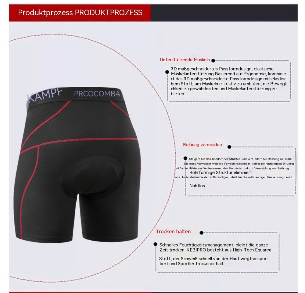 Blusmart Radlerhose Atmungsaktive Radunterwäsche für Damen und Herren (Mesh-Einsatz und Gel-Polsterung, Stoßdämpfende MTB-Radunterwäsche) Für Sport, Reiten, Fahrrad, Fahrrad, MTB Bild 5