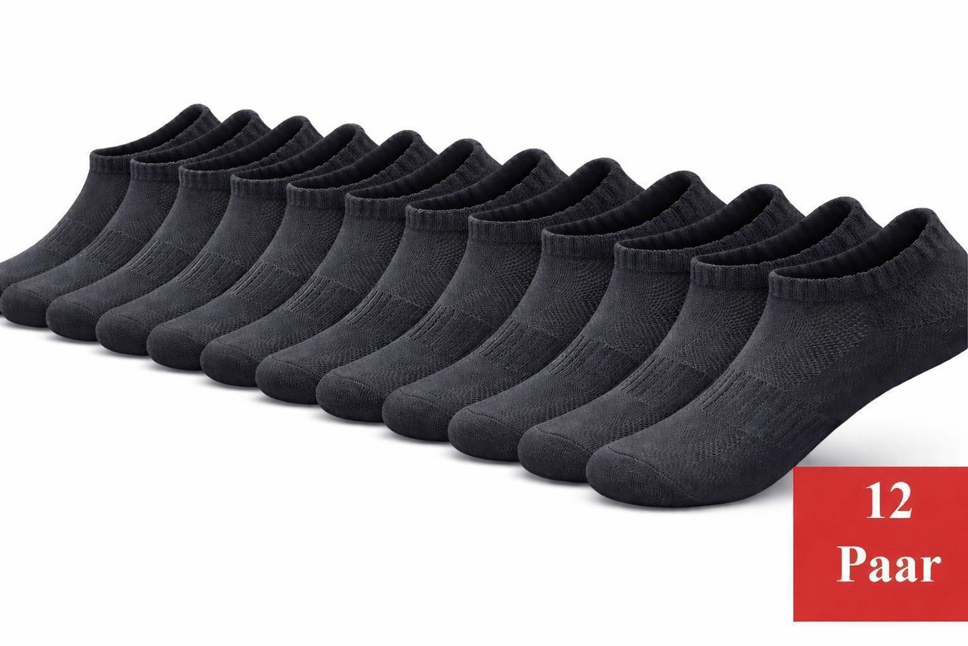 EloModa Sportsocken 12 Paar Sportsocken Damen Herren Sneaker Socken atmungsaktiv, (12-Paar) Atmungsaktive Mesh-Zonen für optimale Luftzirkulation