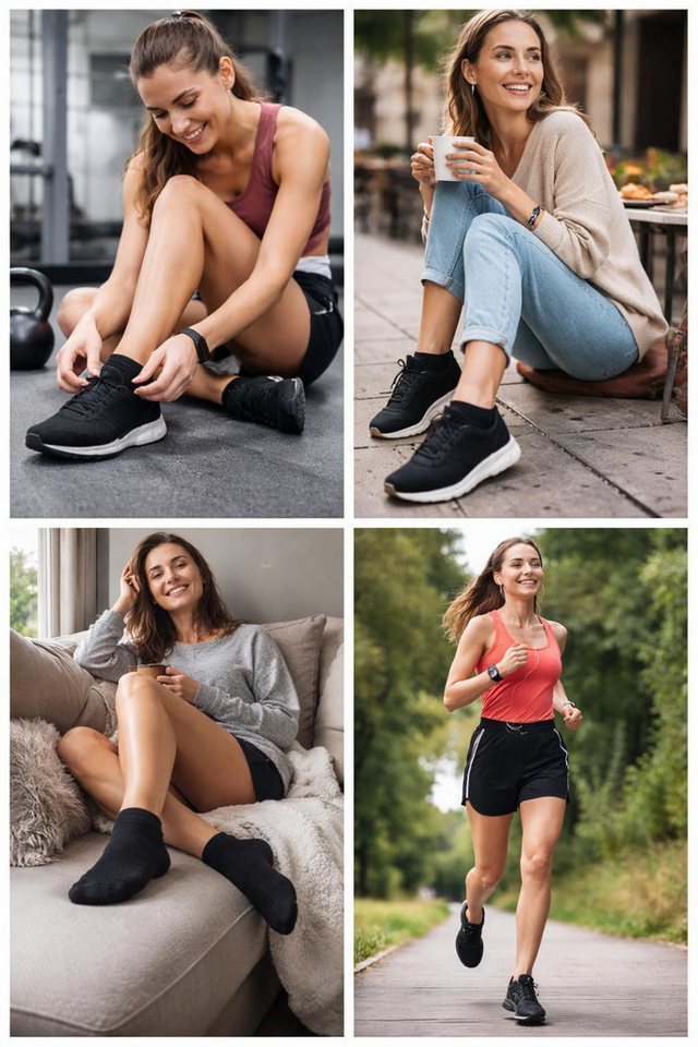 EloModa Sportsocken 12 Paar Sportsocken Damen Herren Sneaker Socken atmungsaktiv, (12-Paar) Atmungsaktive Mesh-Zonen für optimale Luftzirkulation Bild 2
