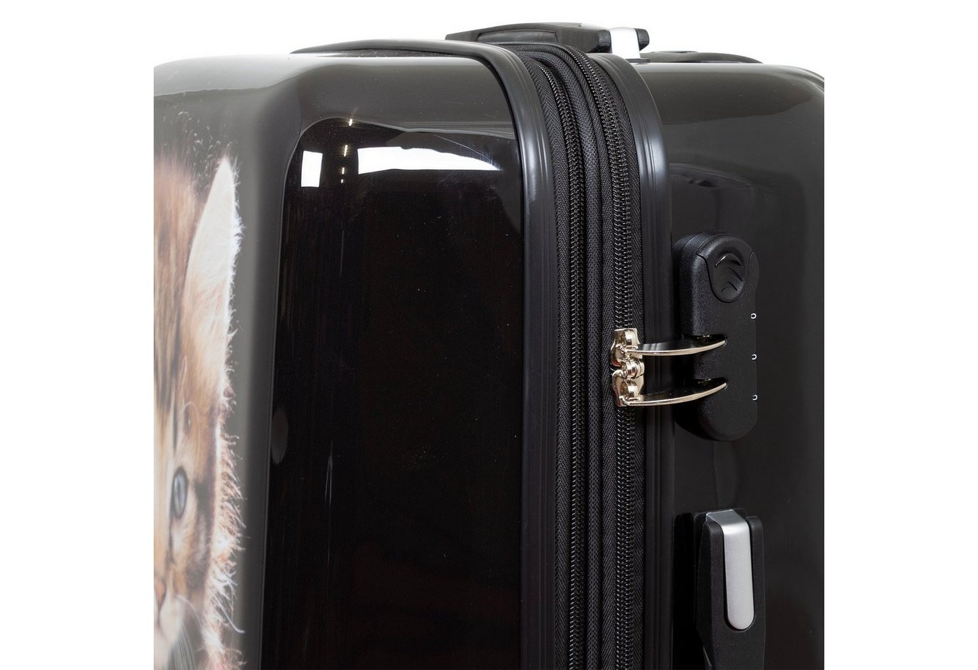 Trendyshop365 Hartschalen-Trolley Katze, Reisekoffer bunt mit Tier-Motiv, 3 Größen, Zahlenschloss, Polycarbonat, Dehnfalte Bild 4