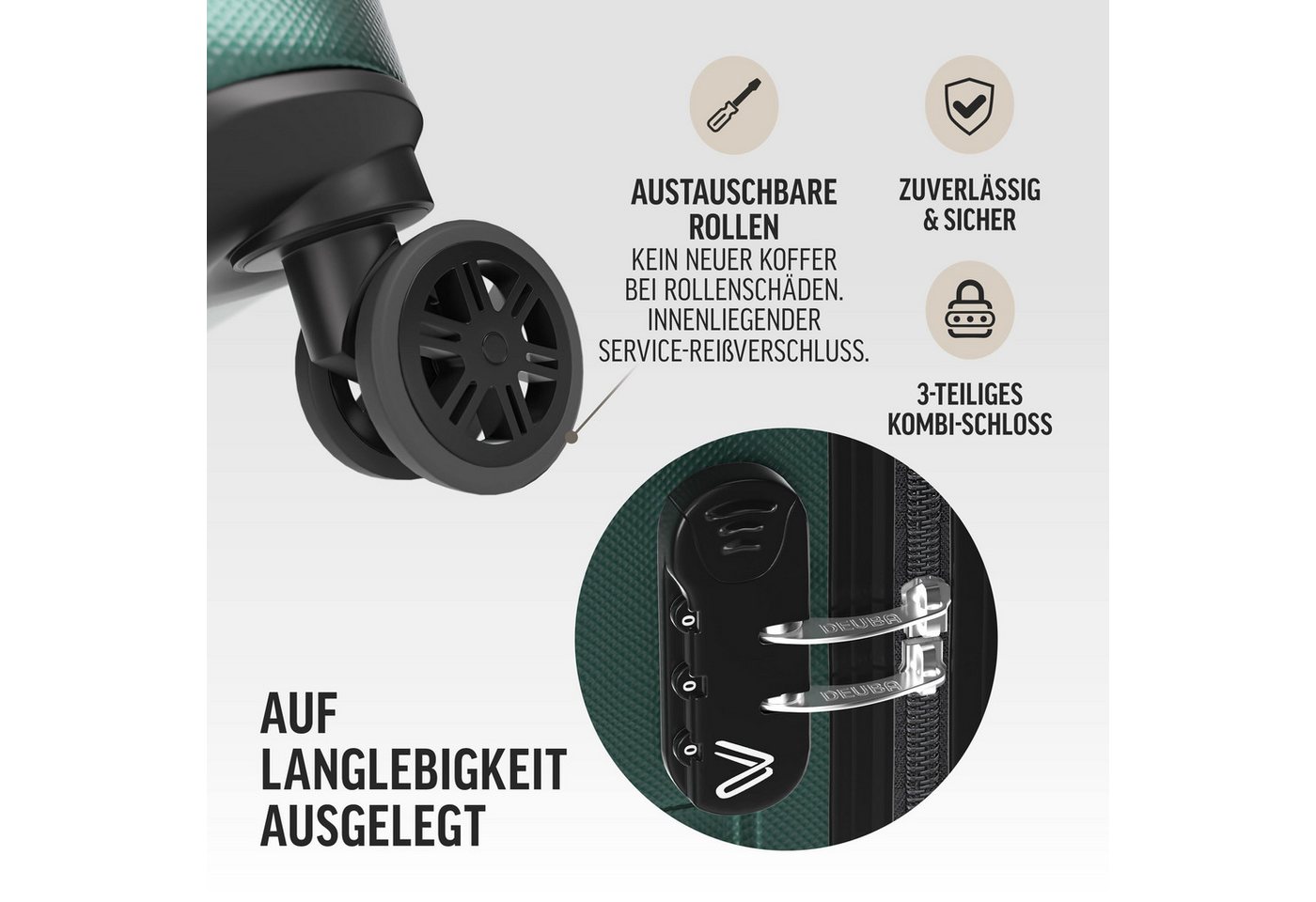Deuba Kofferset, Handgepäck Koffer 55x40x20 Sicherer Stauraum Kreuzgurt PVC Reisekoffer Bild 4