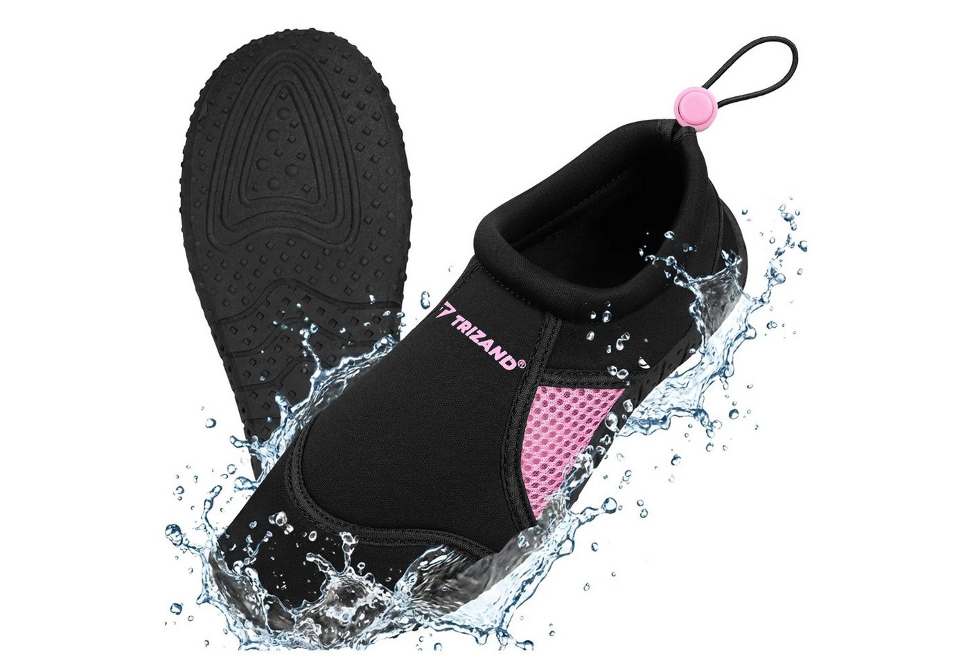 Trizand Badeschuhe Strandschuhe Wassersportschuhe Wasserschuh (Spar-Set, 1-tlg., 37) rutschfest, schnelltrocknend, Mesh, Kordelzug Bild 4