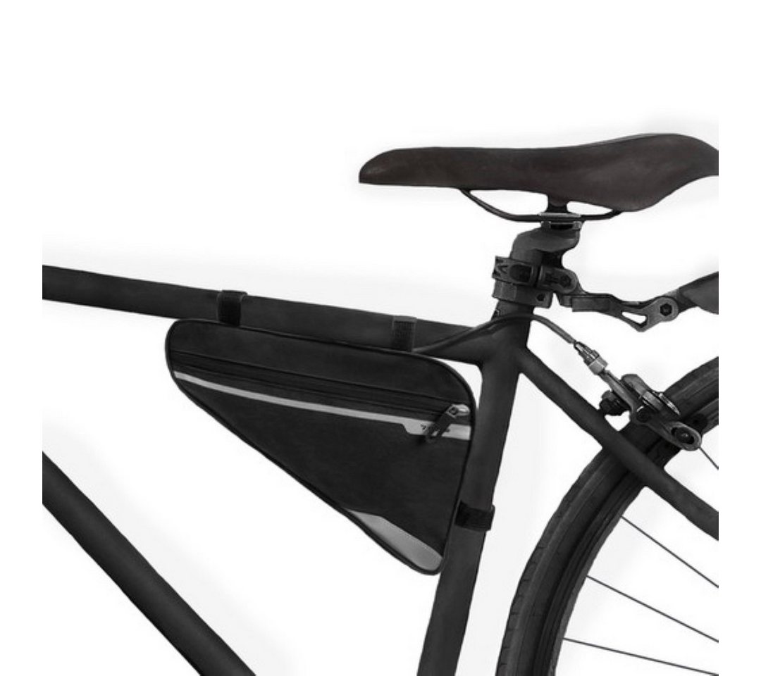 Trizand Fahrradtasche Universelle Rahmentasche Dreiecktasche Klettverschluss (Universal-Fahrradtasche für alle gängigen Fahrradmodelle, Enthält eine robuste Tasche mit Reißverschluss und Schutzsaum), Reflektierende Elemente, elastische Tasche, Reißverschlusstasche. Bild 4
