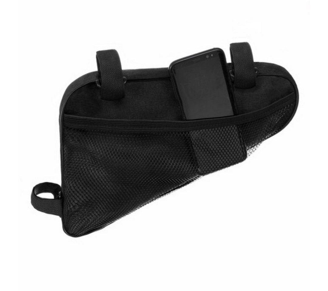 Trizand Fahrradtasche Universelle Rahmentasche Dreiecktasche Klettverschluss (Universal-Fahrradtasche für alle gängigen Fahrradmodelle, Enthält eine robuste Tasche mit Reißverschluss und Schutzsaum), Reflektierende Elemente, elastische Tasche, Reißverschlusstasche. Bild 5