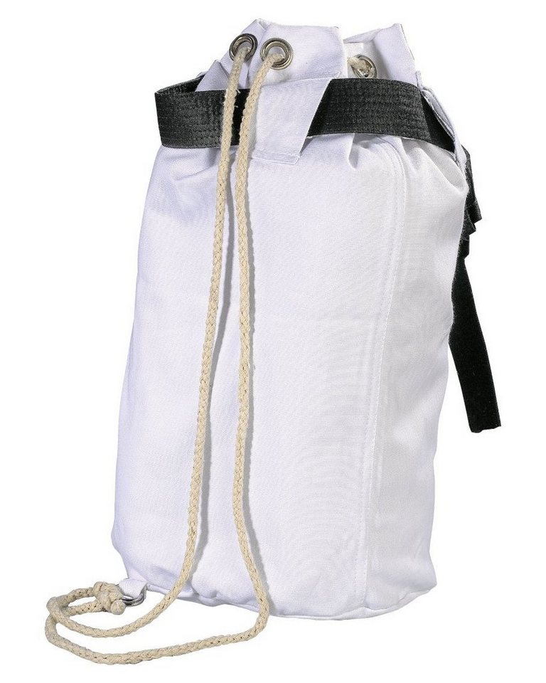 Danrho Sporttasche Karate Seesack Beutel Kinder Rucksack Turnbeutel (Kordelzug, Schnellverschluß, Baumwolle), schwarz oder weiss, Budogürtel Optik Bild 2