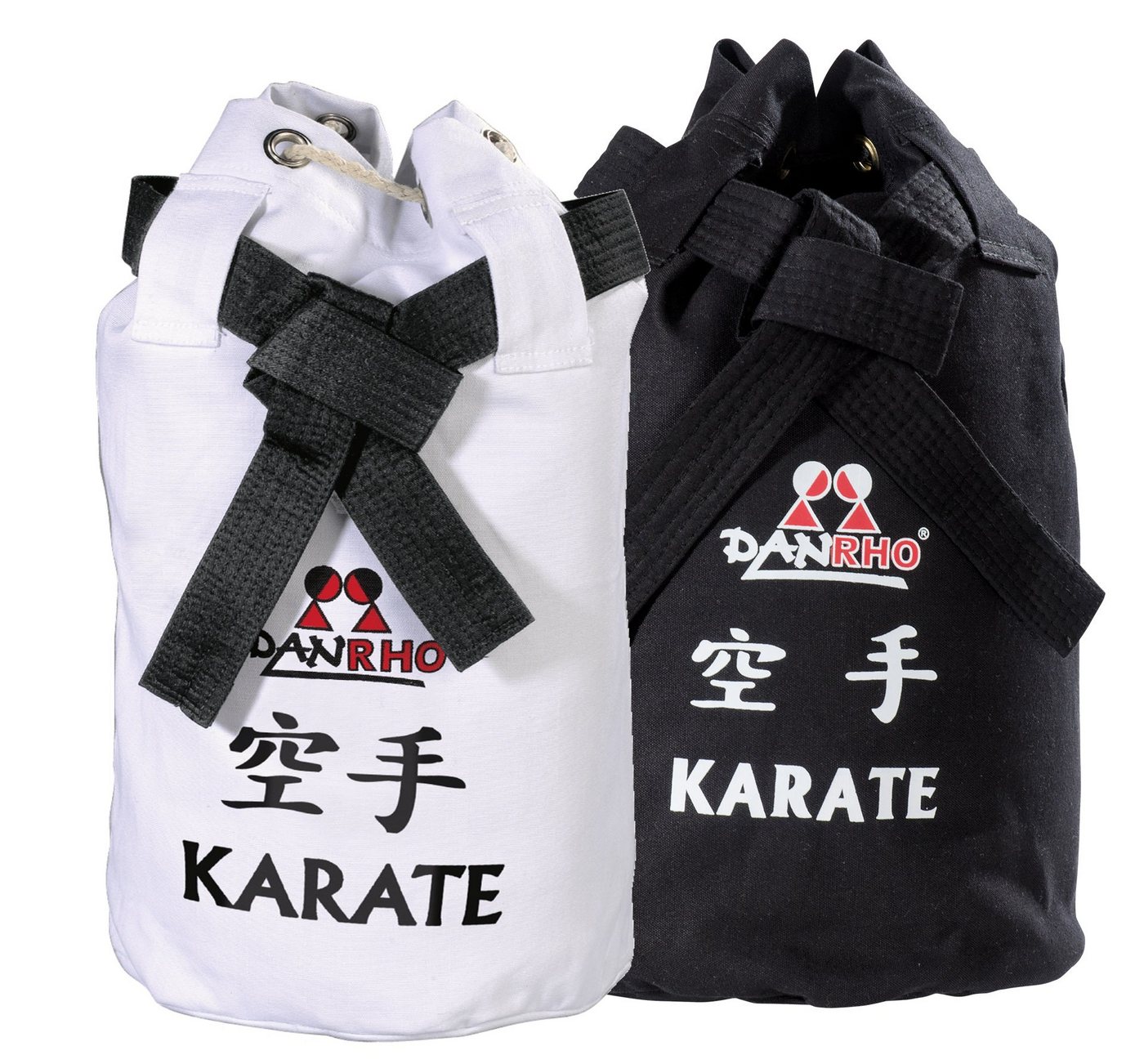 Danrho Sporttasche Karate Seesack Beutel Kinder Rucksack Turnbeutel (Kordelzug, Schnellverschluß, Baumwolle), schwarz oder weiss, Budogürtel Optik Bild 4