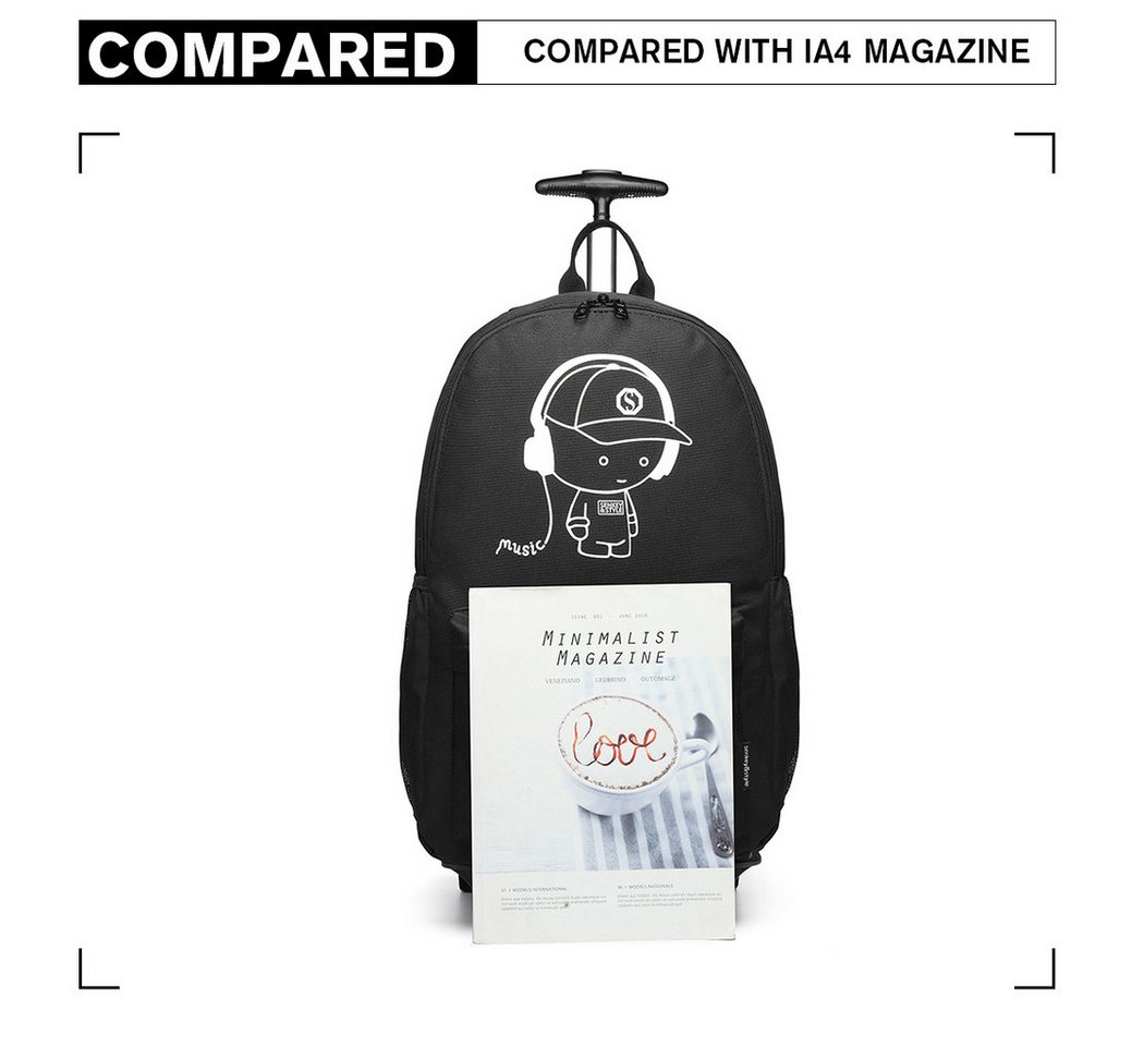 KONO Handgepäck-Trolley Rucksack Tasche mit Rollen Business Trolley Reisetasche für Polyester