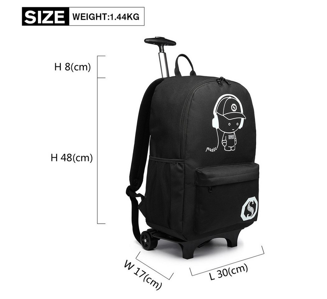 KONO Handgepäck-Trolley Rucksack Tasche mit Rollen Business Trolley Reisetasche für Polyester Bild 3