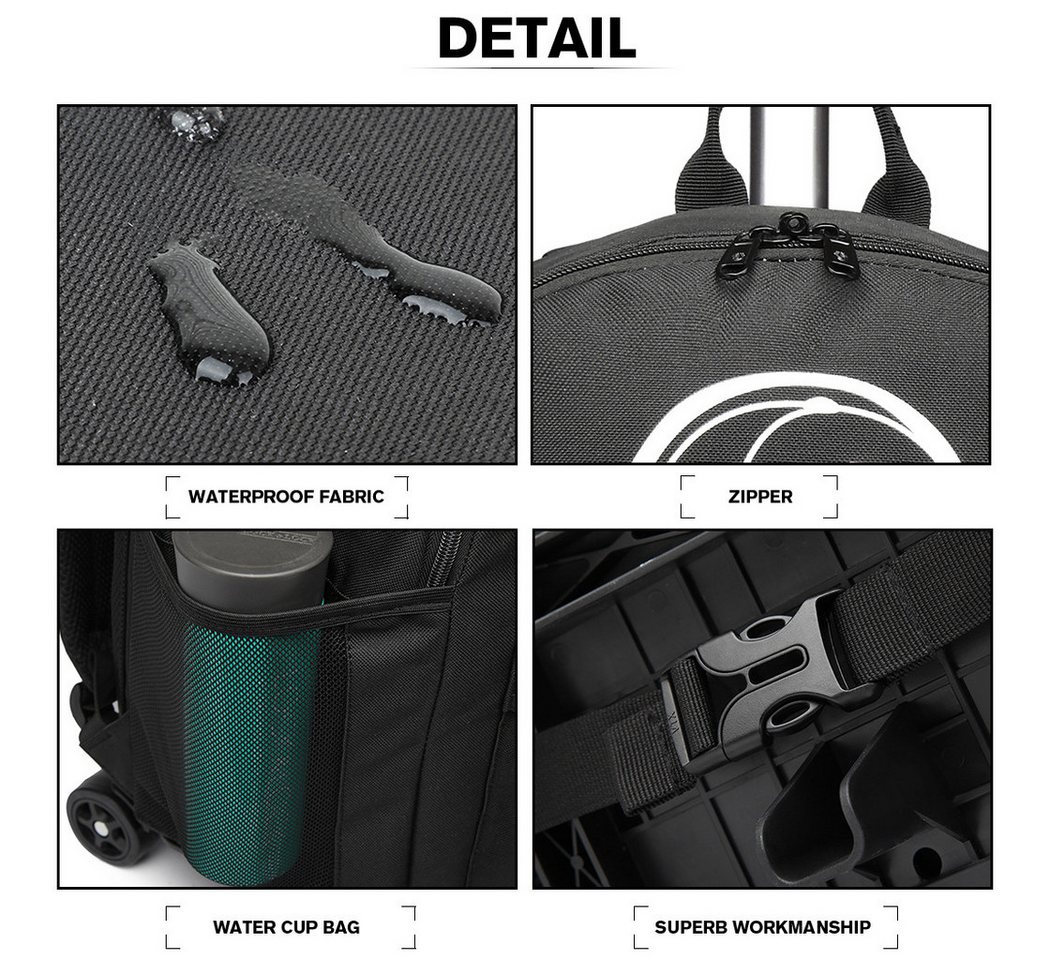 KONO Handgepäck-Trolley Rucksack Tasche mit Rollen Business Trolley Reisetasche für Polyester Bild 5