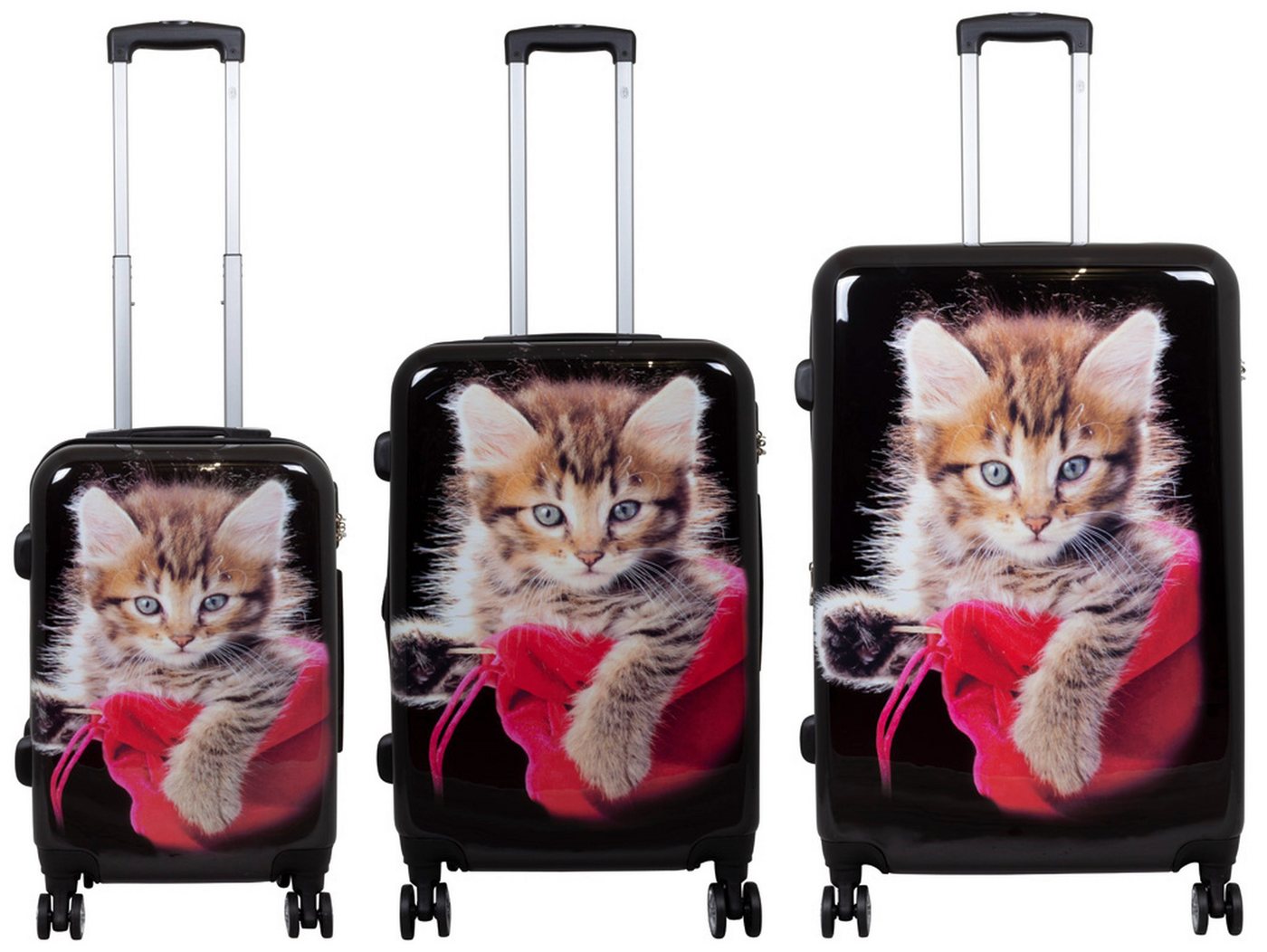 MONOPOL® Trolley Trolley-Koffer-Set - Katze - 3-teilig - 74 + 64 + 54 cm - Hartschale Bild 2