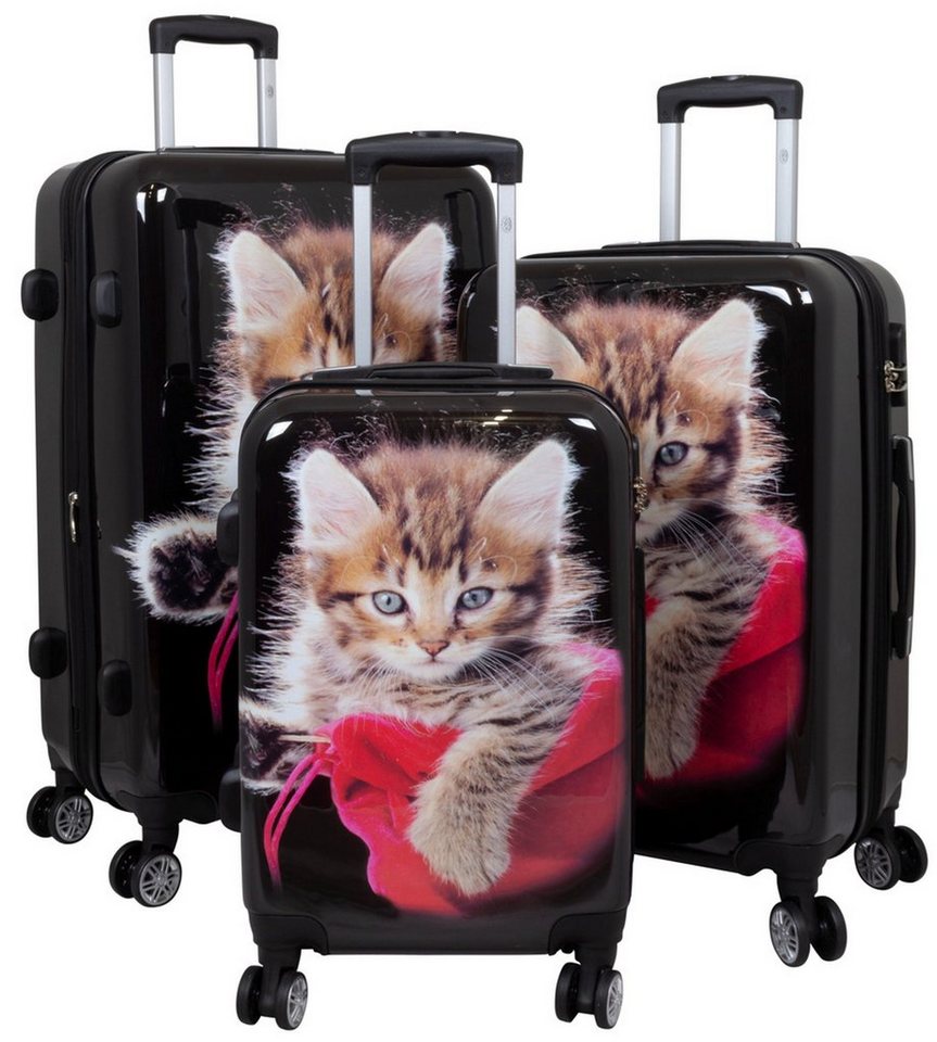 MONOPOL® Trolley Trolley-Koffer-Set - Katze - 3-teilig - 74 + 64 + 54 cm - Hartschale Bild 3