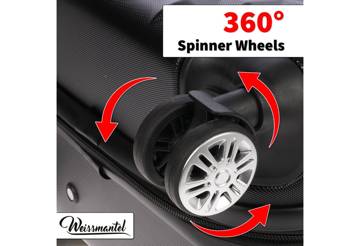 Weissmantel Kofferset Koffer 3er Set Kofferset Hartschalenkoffer Koffer Set Handgepäck, (4 Leichtlauf-Rollen, 360° Leichtlaufrollen, Koffer Set, Tolley Set Koffer set 3 teilig, Kofferset XL Bordgepäck), Suitcase 3 teilig Rollkoffer Hartschalenkoffer Reisekoffer Kofferset Bild 2