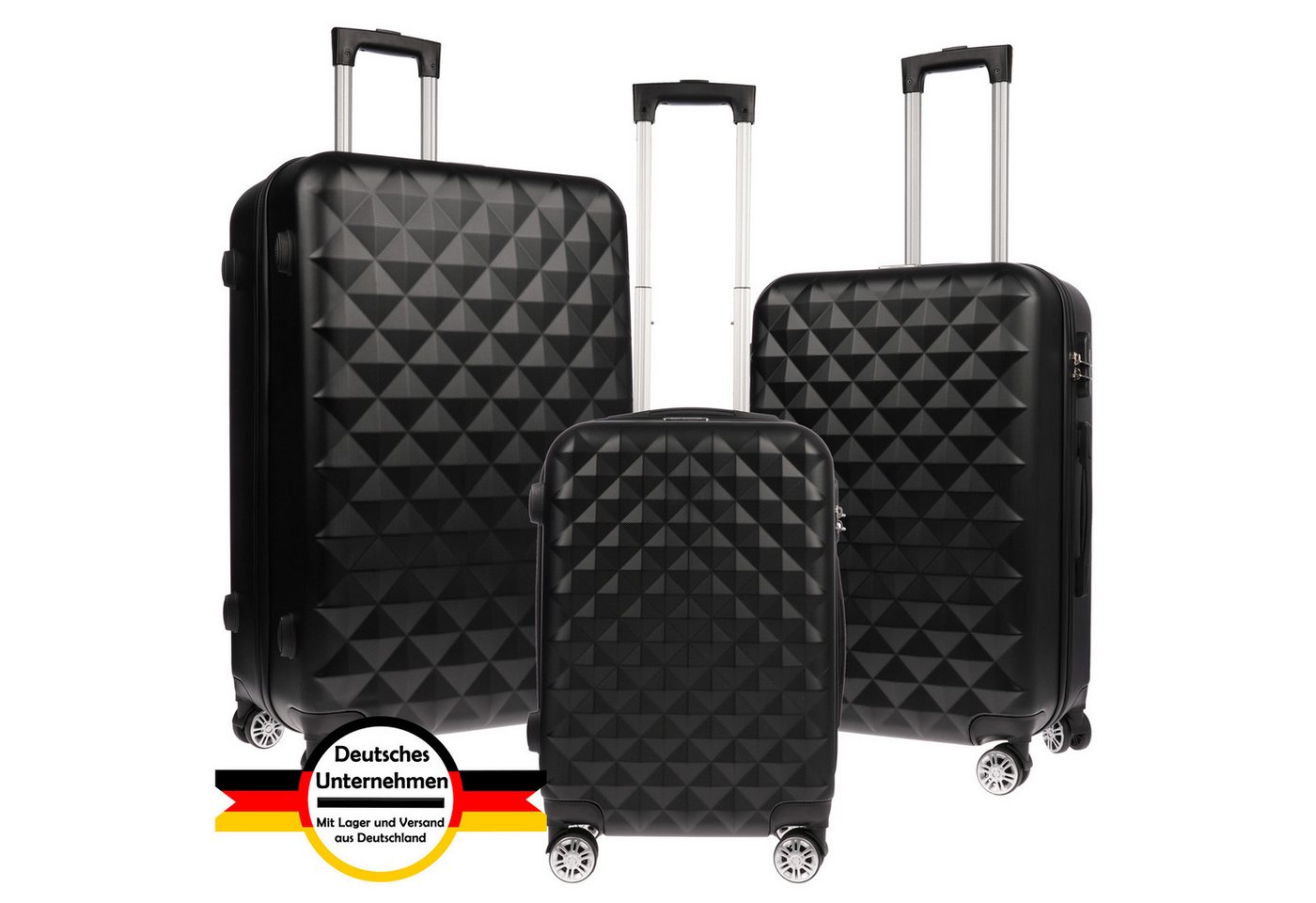 Weissmantel Kofferset Koffer 3er Set Kofferset Hartschalenkoffer Koffer Set Handgepäck, (4 Leichtlauf-Rollen, 360° Leichtlaufrollen, Koffer Set, Tolley Set Koffer set 3 teilig, Kofferset XL Bordgepäck), Suitcase 3 teilig Rollkoffer Hartschalenkoffer Reisekoffer Kofferset Bild 4