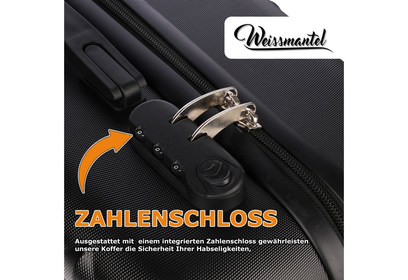 Weissmantel Kofferset Koffer 3er Set Kofferset Hartschalenkoffer Koffer Set Handgepäck, (4 Leichtlauf-Rollen, 360° Leichtlaufrollen, Koffer Set, Tolley Set Koffer set 3 teilig, Kofferset XL Bordgepäck), Suitcase 3 teilig Rollkoffer Hartschalenkoffer Reisekoffer Kofferset Bild 5