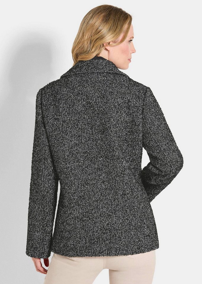 GOLDNER Outdoorjacke Kurzgröße: Moderne Wolljacke mit Steppeinsatz Wintermantel mit Fischgratmuster, Reverskragen und Langarm Bild 2