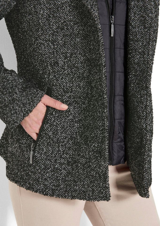 GOLDNER Outdoorjacke Kurzgröße: Moderne Wolljacke mit Steppeinsatz Wintermantel mit Fischgratmuster, Reverskragen und Langarm Bild 3