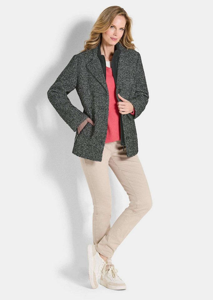 GOLDNER Outdoorjacke Kurzgröße: Moderne Wolljacke mit Steppeinsatz Wintermantel mit Fischgratmuster, Reverskragen und Langarm Bild 5
