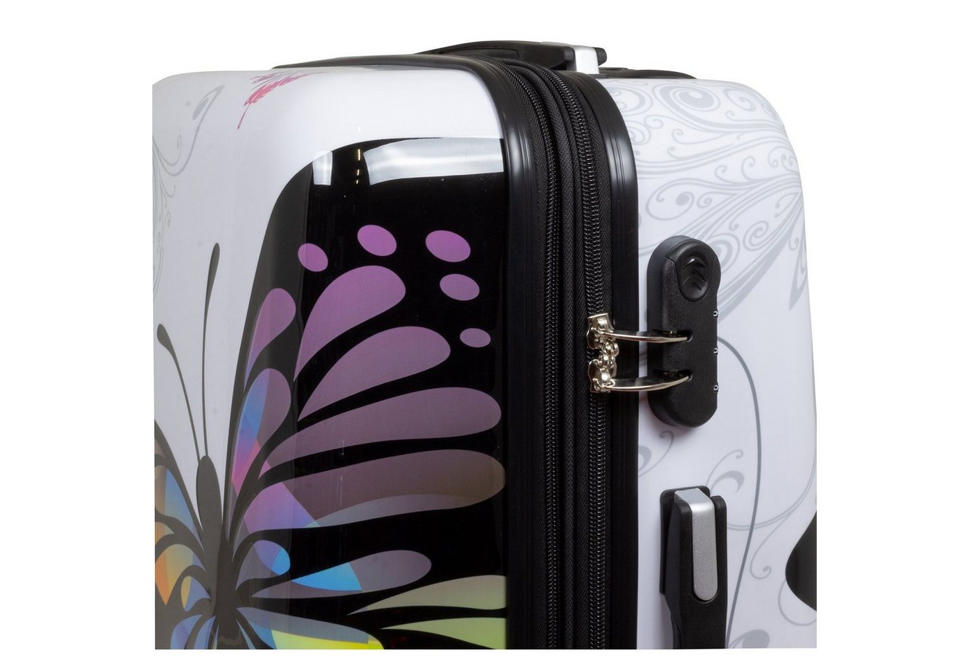 Trendyshop365 Hartschalen-Trolley Motivkoffer Schmetterling - Handgepäck - Weekender - Reisekoffer, Zahlenschloss, Polycarbonat, Dehnfalte Bild 2