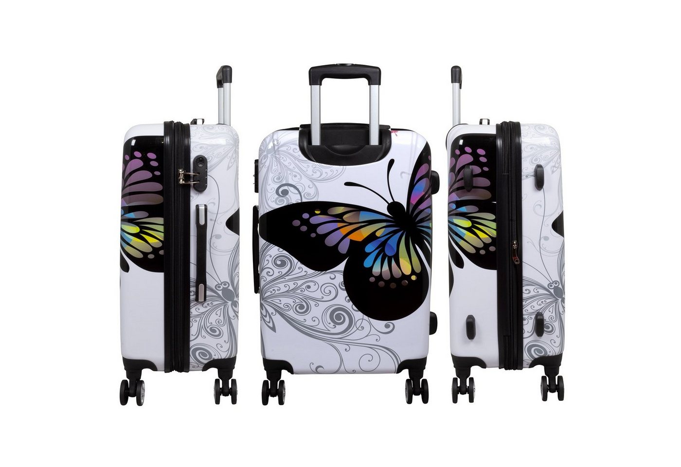 Trendyshop365 Hartschalen-Trolley Motivkoffer Schmetterling - Handgepäck - Weekender - Reisekoffer, Zahlenschloss, Polycarbonat, Dehnfalte Bild 5