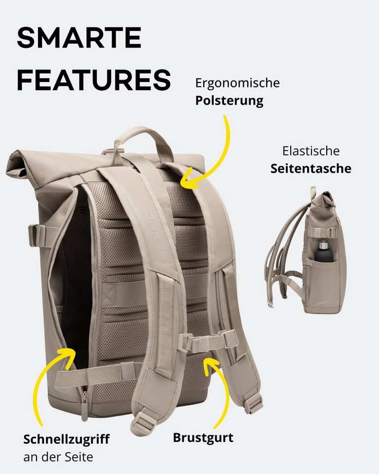 OAK25 Cityrucksack LumoSense Rolltop Lite Rucksack reflektierend (1-tlg), Roll Top Backpack mit Laptopfach bis 16 Zoll, wasserabweisend Bild 3