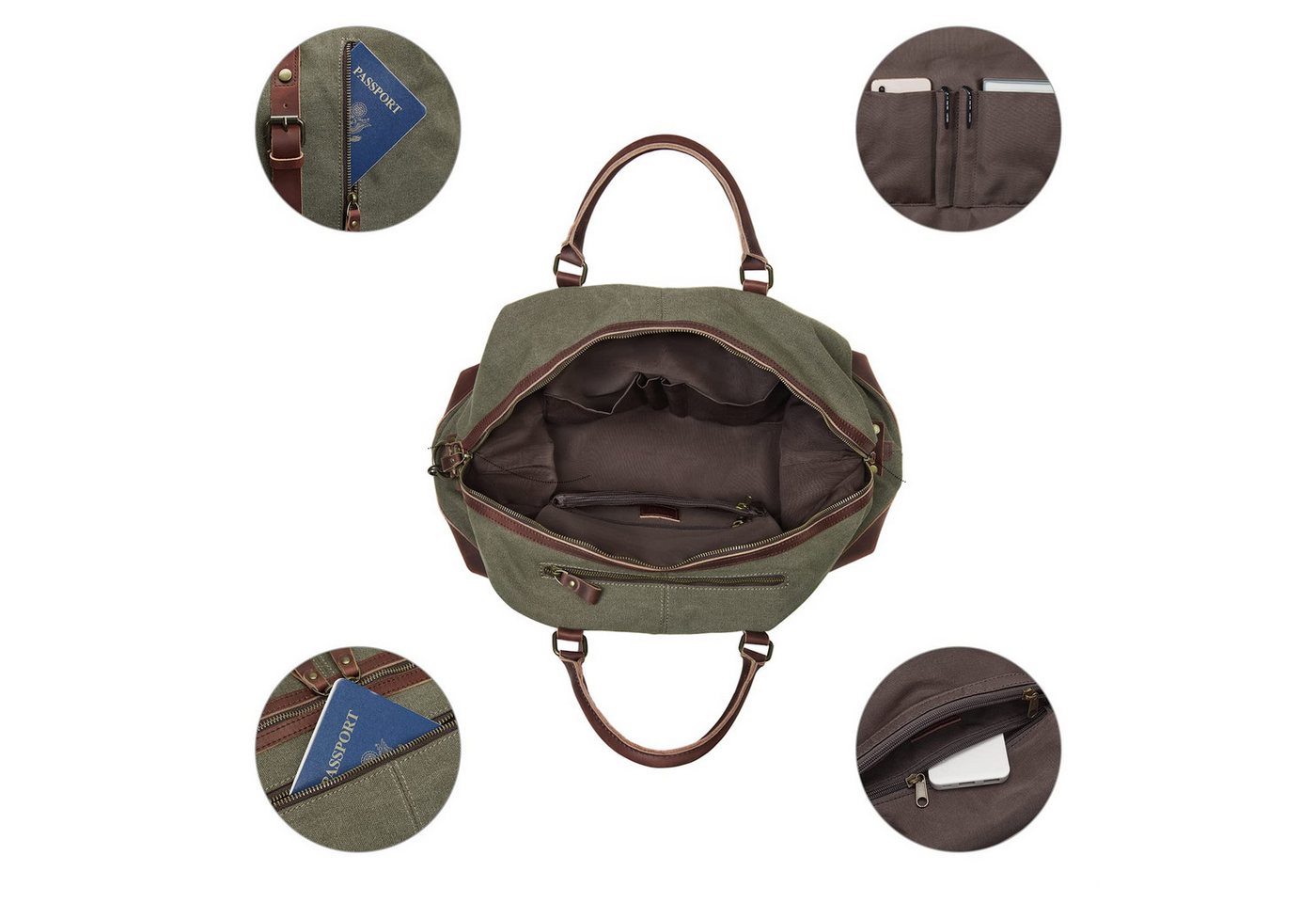 S-ZONE Reisetasche Reisetasche Segeltuch Freizeittasche Weekender Tourbag Gymbag, Große (60 L) Kapazität Reisetasche für den Wochenendausflug für Herren Bild 5