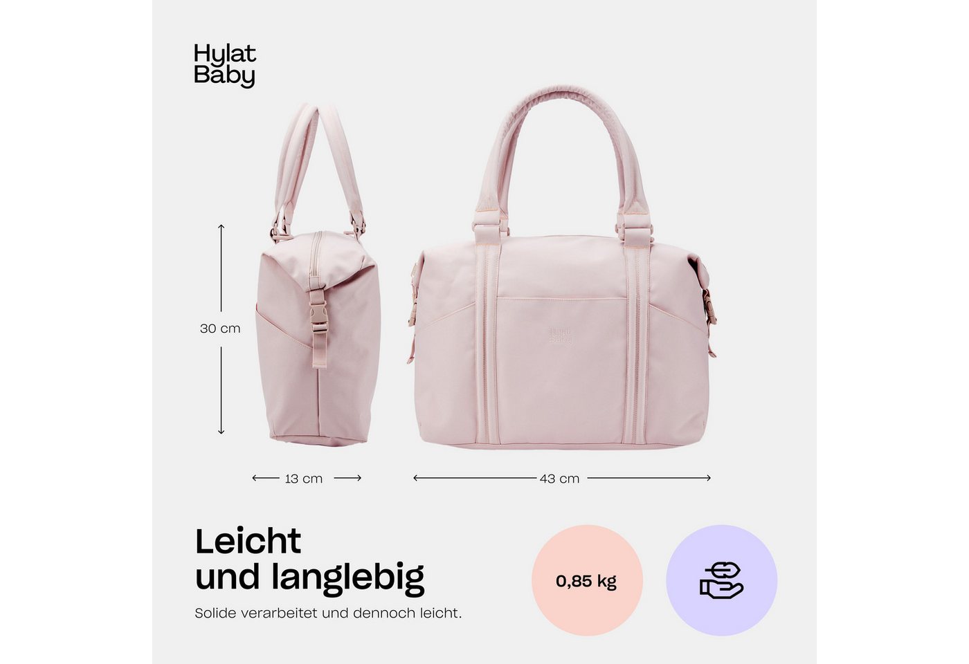 Hylat Baby Wickeltasche Wickeltasche mit Wickelunterlage und Leinentasche – Rosa (3-tlg), Wickeltasche mit Wickelunterlage und Leinentasche - Rosa Bild 4