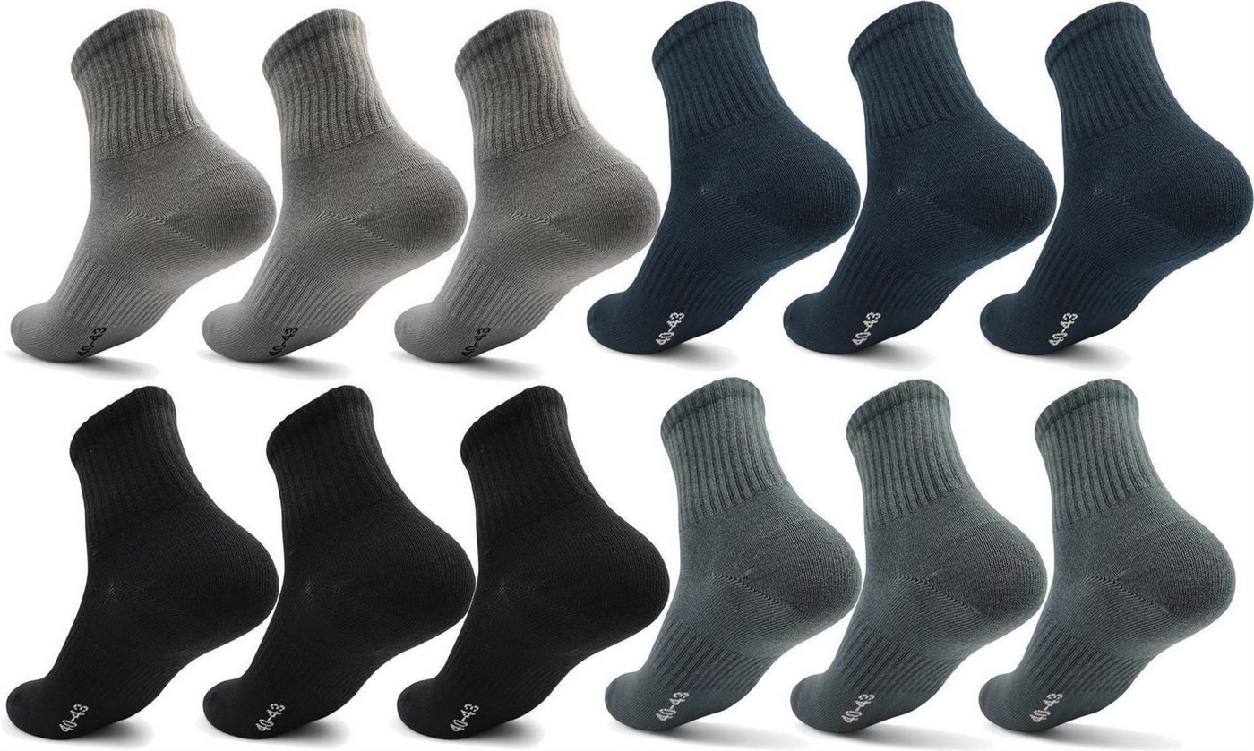 EloModa Sportsocken 12 Paar Herren Sport Sneaker Socken Quarter Socks Kurzsocken Halbsocke (12-Paar) mit Belüftung