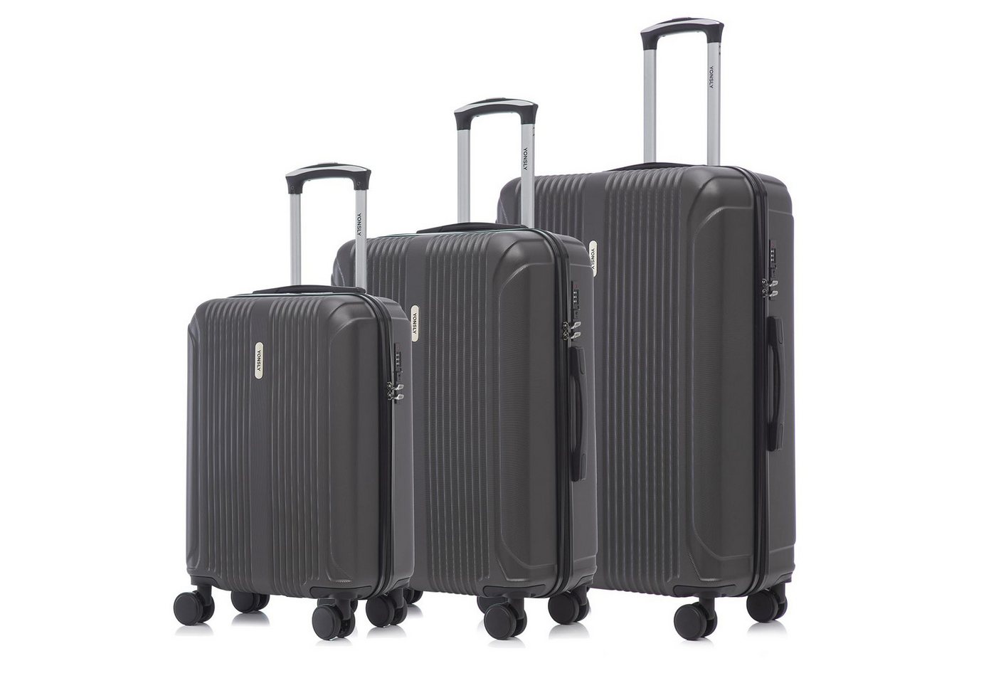 YONSLY Trolleyset Reisekoffer mit TSA-Zahlenschloss & YKK-Reißverschluss, 4 Rollen, (Hartschalen-Kabinenkoffer Set (M, L, XL), 3 tlg., Hartschalen Trolley Set), kratzfest pflegeleicht Wasserabweisend