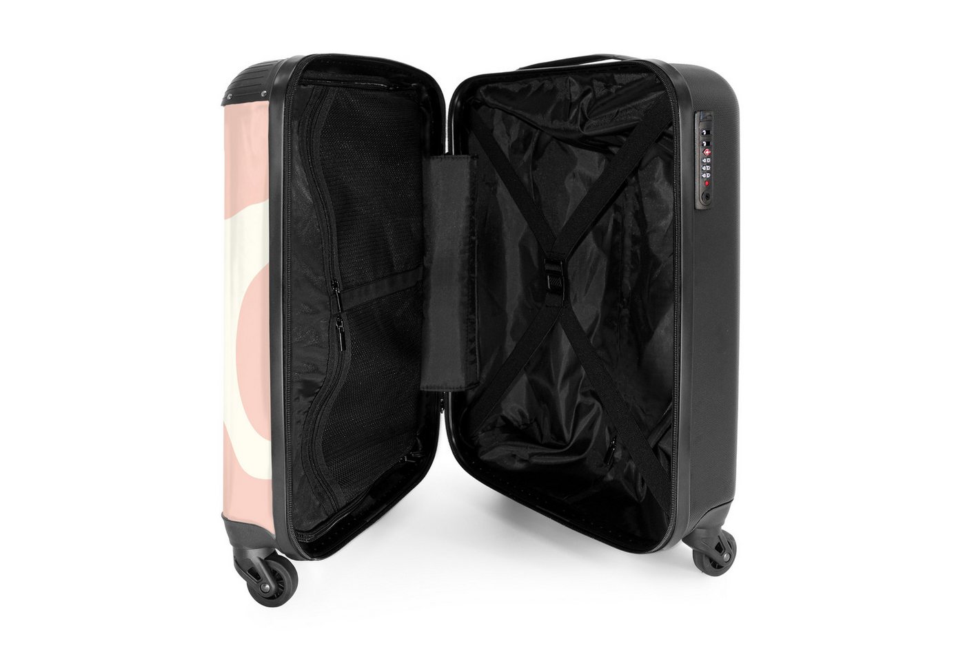 NoBoringSuitcases.com© Hartschalen-Trolley Weiß mit rosa Flecken 55x35x20cm, Handgepäck Koffer & Trolleys, Luggage, Reisekoffer Frauen Bild 5