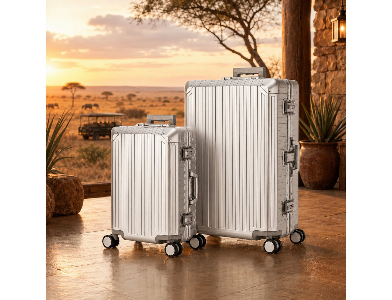 Travelhouse Kofferset 100% Aluminium TOKYO - verschiedene Farben, 4 Rollen, (2 tlg., S+XL), Zipperless - Kein Reißverschluss, TSA Zahlenschloss, Nassfach Bild 5