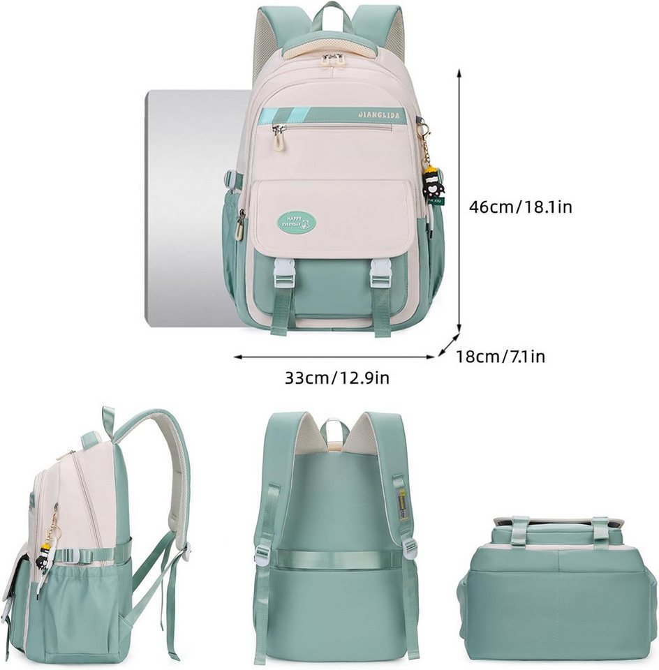MOPUEA Schulrucksack Schultasche Teenager Turnbeutel Schulrucksack Turnbeutel Lila (1-tlg) Bild 5