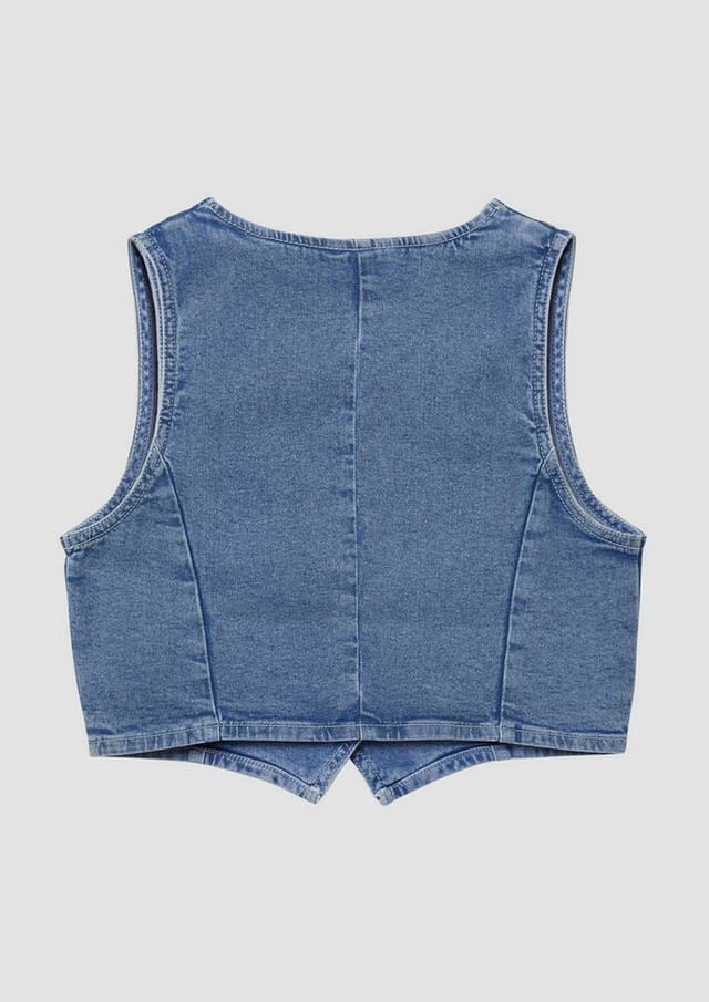 s.Oliver Funktionsweste Indoor-Weste Denim-Weste mit Glitzer-Finishing