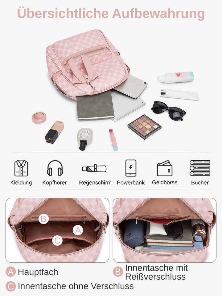 Miss Lulu Cityrucksack wasserdichte Mini Rucksacktasche für Arbeit Studium Reisen Einkauf