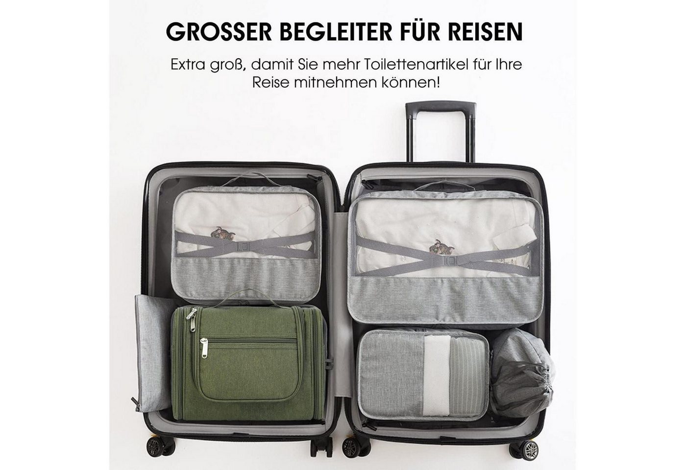 LuxusKollektion Kulturbeutel Kulturtasche Waschbeutel Camping Reisen Herren Damen Kinder Dunkelgrün Bild 5